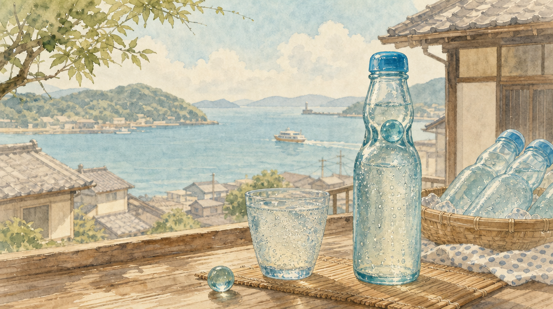 懐かしい味を楽しむ瓶ラムネ特集のイメージイラスト