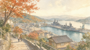 親世代と呉を旅するなら — 坂と階段を減らし、休む場所から組む回り方のイメージイラスト
